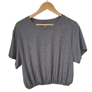 Gap Fit Short Sleeve Gray Relaxed Loose Cropped Pullover Top T-Shirt. Large.